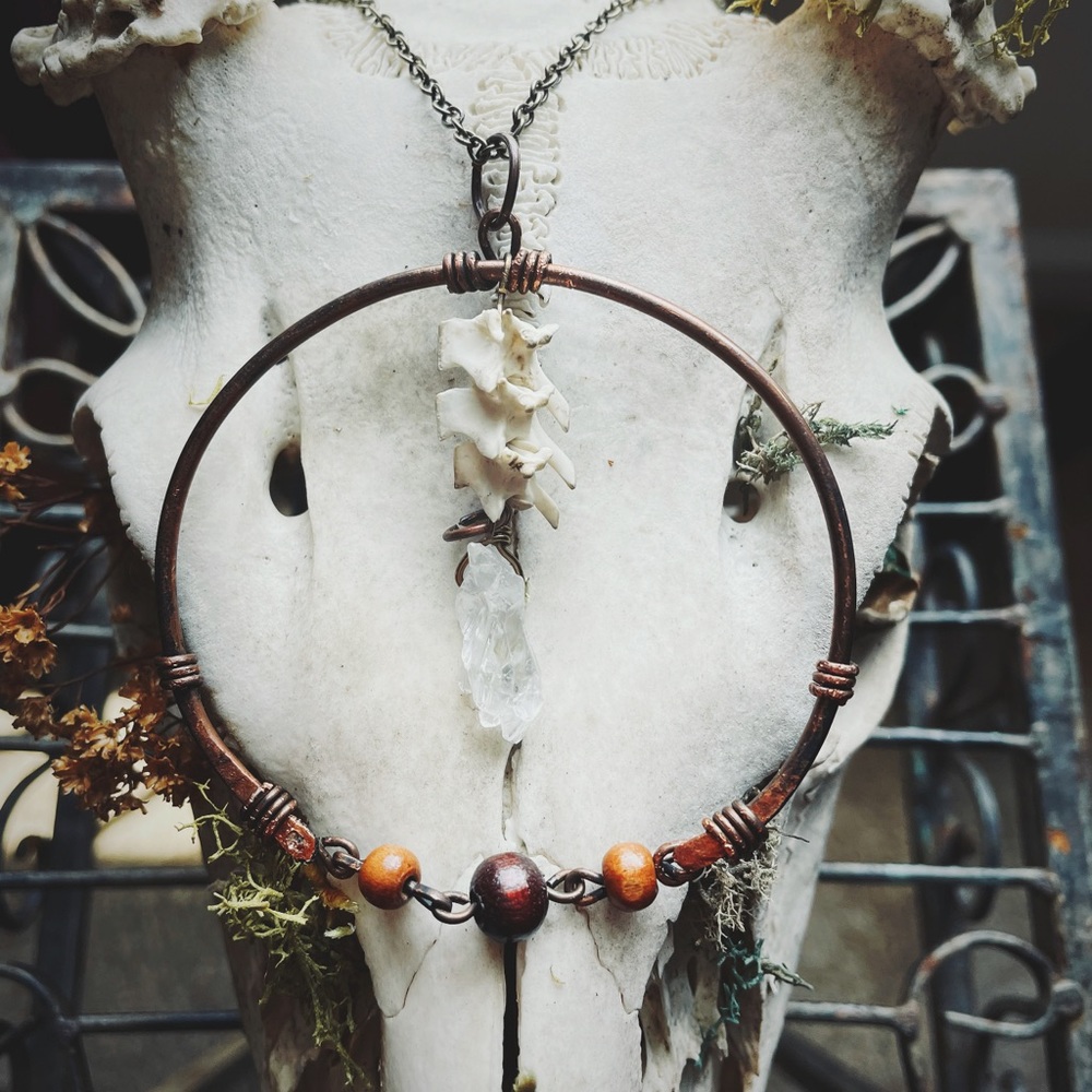 Rattlesnake Vertebrae & Quartz Necklace